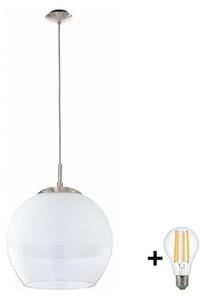 BRILAGI - LED Lustru pe cablu RETRO GLASS 1xE27/60W/230V crom mat/alb