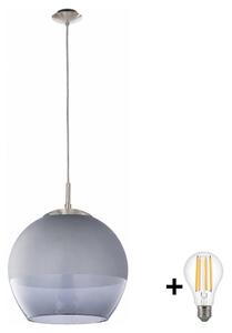 BRILAGI - LED lustru pe cablu RETRO GLASS 1xE27/60W/230V crom mat/gri fumuriu