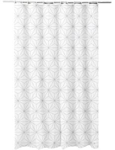 Perdea de duș 180x200 cm textil alb, decor romburi