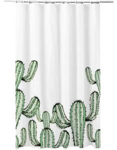 Perdea de duș Cactus 180x200 cm textil alb/verde