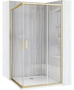 Rea City, cabină de duș cu ușă glisantă 100(uşă) x 80(uşă) x 190 cm, profil auriu mat + cadă de duș Savoy neagră, KPL-K74502
