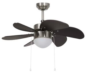 Ventilator de tavan cu iluminare, maro închis, 76 cm