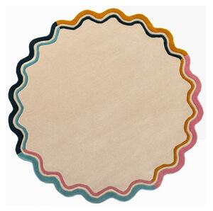 Covor în culoare naturală țesut manual rotund din lână ø 180 cm Leo Scallop – Flair Rugs
