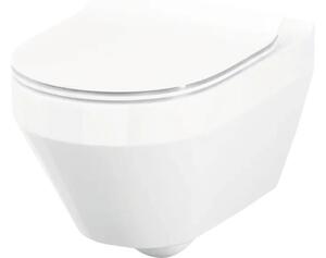 Vas WC suspendat Cersanit Crea, incl. capac WC soft close din duroplast antibacterian, alb