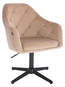 HR831CROSS Scaun Catifea Latte cu Bază Neagră