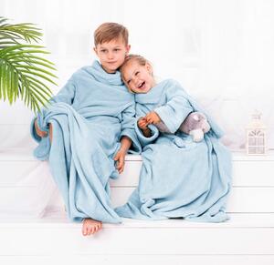 Pătură de decorare cu mâneci Lazy Kids albastru ,90 x 105 cm