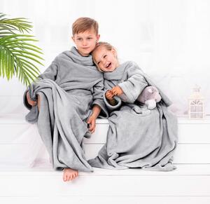 Pătură de decorare cu mâneci Lazy Kids oțel , 90 x105 cm