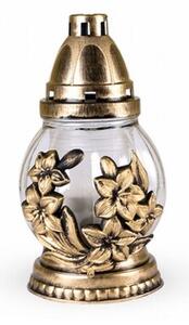 Lampă din sticlă cu decor în relief Floare, auriu