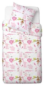 Lenjerie de pat Renforce Zoo din bumbac pentrucopii roz , 90 x 140 cm, 45 x 65 cm