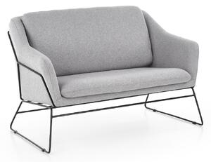 Canapea Houston 383, Numărul de locuri: 2, Gri deschis, 125x77x83cm, 42 kg, Tapiterie, Picioare: Metal