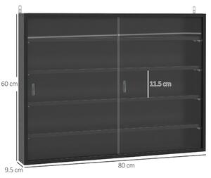 HOMCOM 5-story Wall Shelf Display Cabinet w/2 Glass Doors and 4 Adjustable Shelves