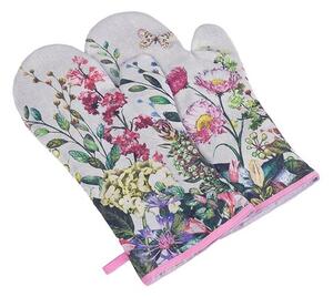 Bellatex Mănuși pentru grătar Bow Flowers Negru,22 x 46 cm, 2 buc