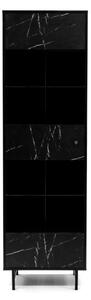 Vitrina NEROLI, 60x200x41, negru/marmura neagra