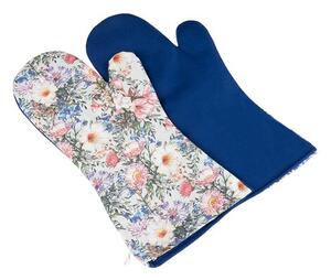 Mănuși pentru grătar Bellatex Flori albastru ,22 x 46 cm, 2 buc