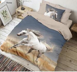 Lenjerie de pat din bumbac Kvalitex Horse 3D , 140x 200 cm, 70 x 90 cm