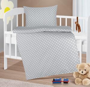 Lenjerie de pat din bumbac pentru copii Bellatex Agata Polka dots gri, 90 x 135 cm, 45 x 60 cm