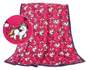 Pătură pentru copii Bellatex Ella Unicorn roz ,100 x 155 cm