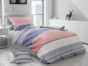 Lenjerie de pat din bumbac flanelat Culoare Roz, HORISON + husa de perna 40x50 cm gratuit