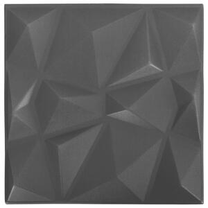 Panouri de perete 3D 12 buc. negru 50x50 cm model diamant 3 m²