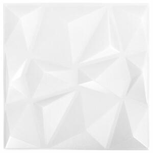 Panouri de perete 3D 12 buc. alb 50x50 cm model diamant 3 m²