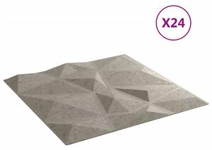 Panouri de perete 24 buc. gri beton 50x50 cm XPS 6 m² diamant