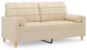 Canapea cu 2 locuri cu pernuțe, crem, 140 cm, textil