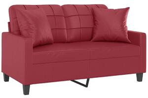 Canapea cu 2 locuri cu pernuțe, roșu vin 120 cm piele ecologică
