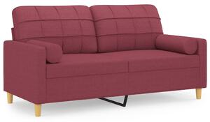 Canapea cu 2 locuri cu pernuțe, roșu vin, 140 cm, textil