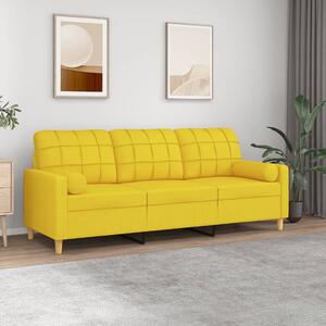 Canapea cu 3 locuri cu pernuțe, galben deschis, 180 cm, textil