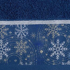 Prosop albastru din bumbac cu broderie de Crăciun Šírka: 50 cm | Dĺžka: 90 cm