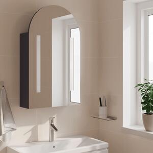 Dulap cu oglindă de baie cu LED, gri, 42x13x70 cm, arcuit