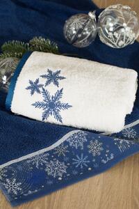 Prosop albastru din bumbac cu broderie de Crăciun Lăţime: 70 cm | Lungime: 140 cm