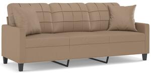 Canapea cu 3 locuri cu pernuțe, cappuccino, 180 cm, piele eco