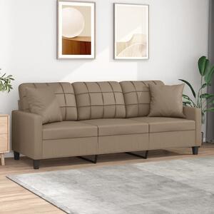 Canapea cu 3 locuri cu pernuțe, cappuccino, 180 cm, piele eco