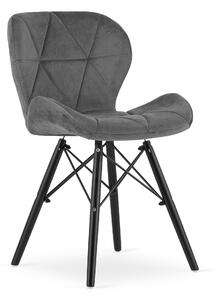 Scaun Bucatarie/Dining Kross Catifea Gri , Picioare Negre
