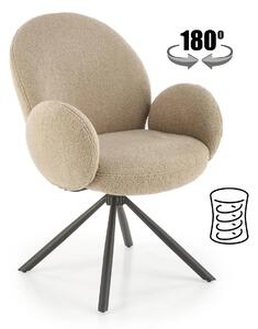 Scaun rotativ K498, cappuccino/negru, stofa buclata/metal, 64x63x90 cm