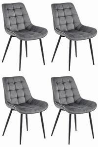 Set 4 Scaune Bucatarie/Dining Joy Gri Inchis Catifea