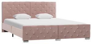 Cadru de pat, roz, 160 x 200 cm, catifea