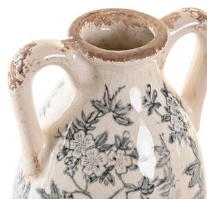 Vaza Decorativa Vintage Leaves din ceramica, alb antichizat, 13x35 cm