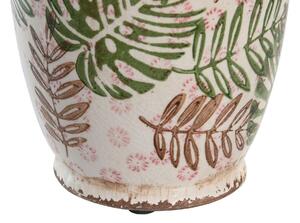 Vaza Decorativa Tropical din ceramica, alb, 13x35 cm