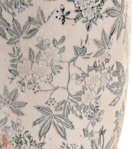 Vaza Decorativa Vintage Leaves din ceramica, alb antichizat, 13x35 cm