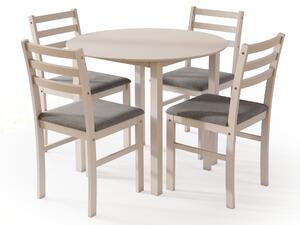 Set TORINO Masă rotundă + 4 scaune Cașmir (Bej) / Gri Deschis