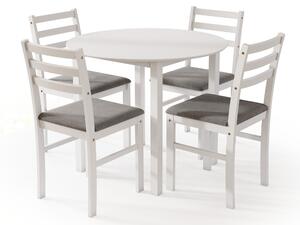MAZZONI EXPORT Set TORINO Masă rotundă + 4 scaune Alb / Gri Deschis