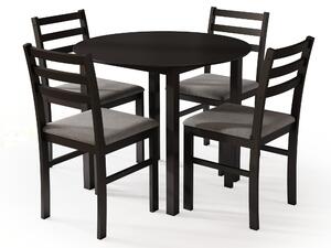 Set TORINO Masă rotundă + 4 scaune Negru / Gri Deschis