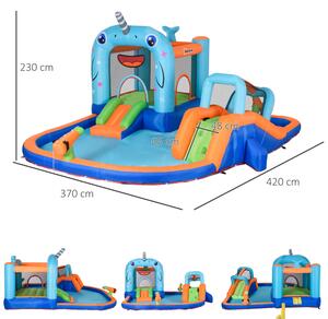 Castel gonflabil pentru copii 5 in 1 Outsunny cu tobogan, trambulina, piscina | Aosom RO
