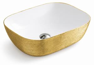 Lavoar baie pe blat 8217PG ceramica premium alb-auriu