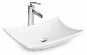 Lavoar baie dreptunghiular pe blat ceramica alb lucios