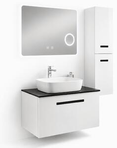 Set Mobilier Baie Troia 80 cm oglinda cu LED, dezaburire si lupa, lavoar ceramic, blat compozit, soldat inclus, MDF total (WB-BC202)