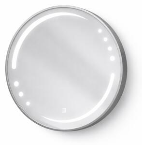 Oglinda LED rotunda 6911 Ø70, rama aluminiu argintiu