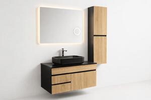 Mobilier Forest 80 cm oglinda cu LED, dezaburire si lupa, lavoar ceramic, blat compozit, soldat inclus, MDF total (WB-BC077)